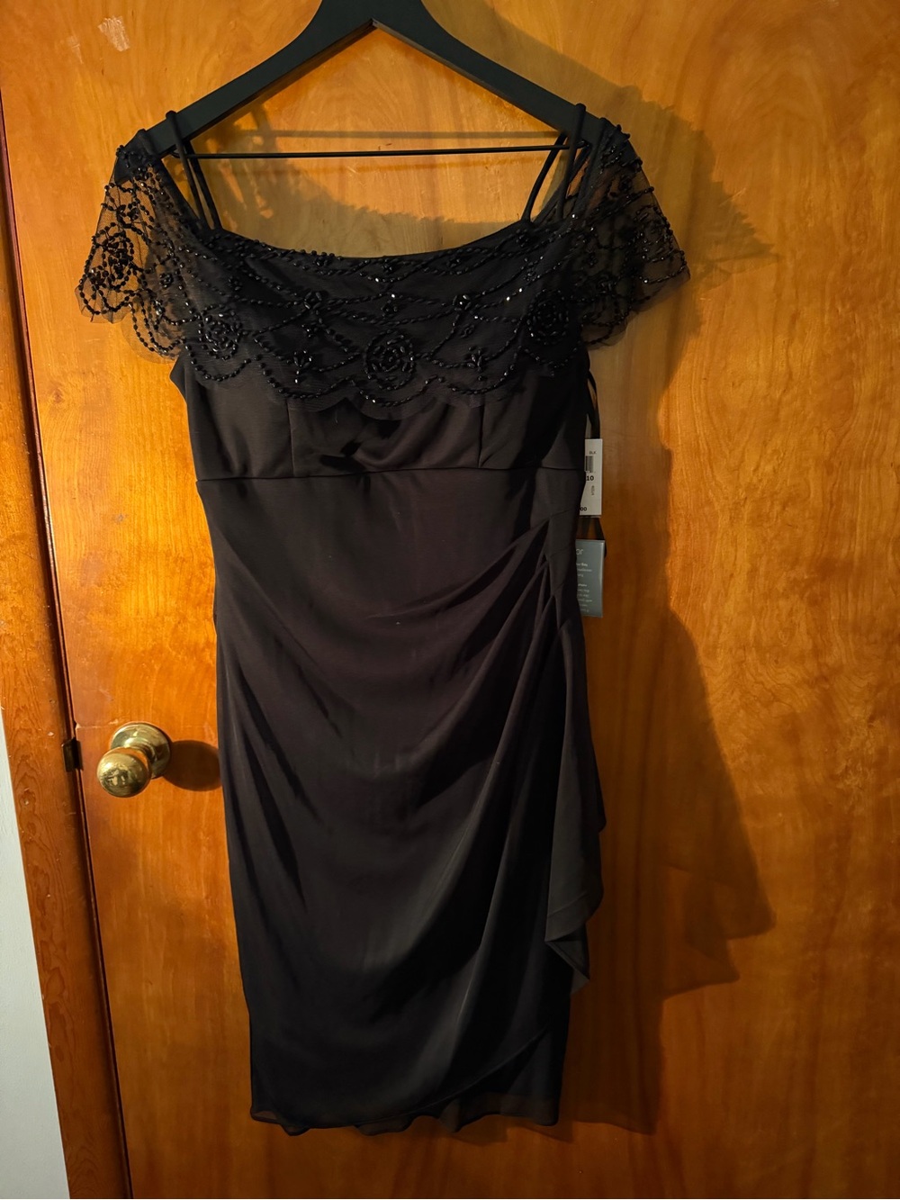 Beaded Off-Shoulder Black Cocktail Dress